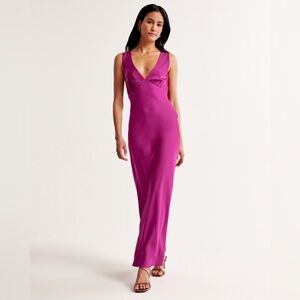 Abercrombie Plunge Cowl Back Maxi Dress